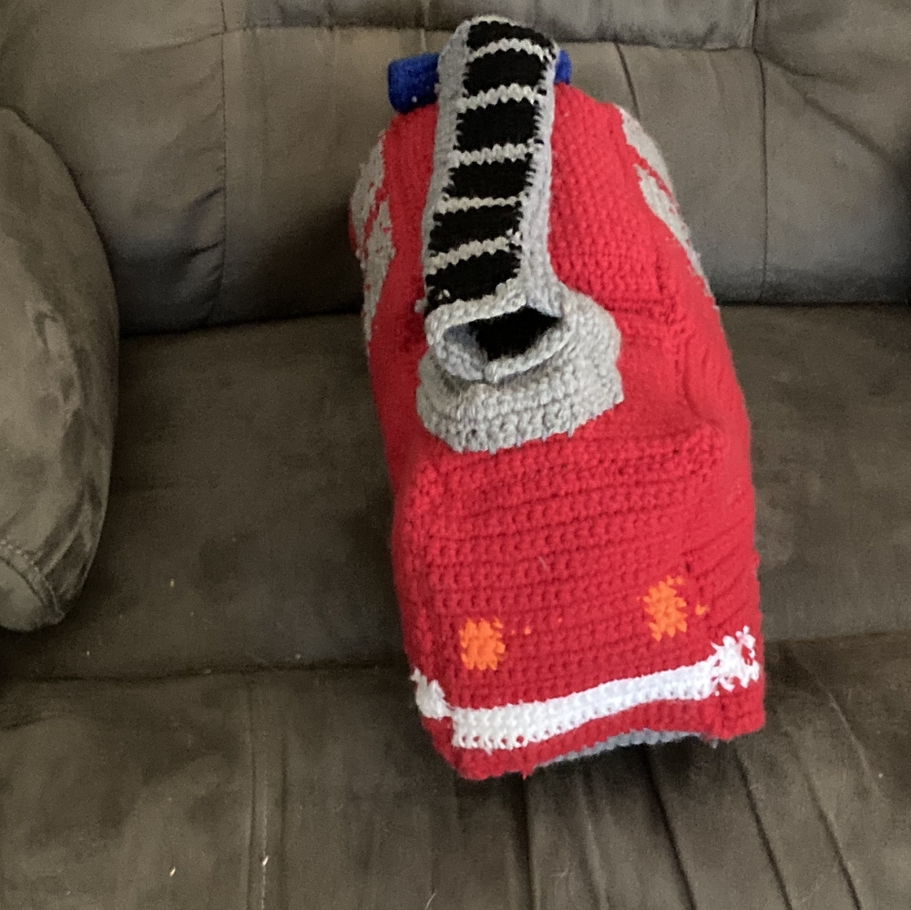 Handmade Red and Gray Fire Truck